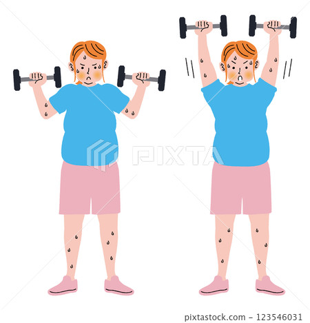為了減肥而做肩部推舉的女性 123546031