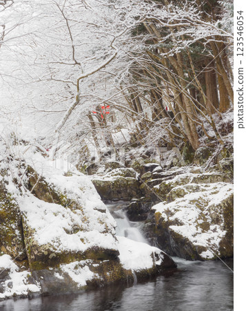 Snow scene and river 123546054
