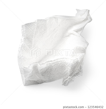 Crumpled white paper napkin on white background 123546432