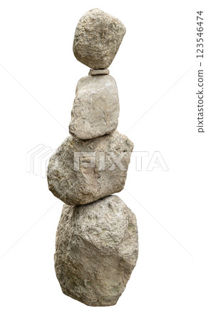 Balancing rocks symbolizing stability and harmony on white background 123546474