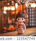 Female doll wearing a kimono 123547744