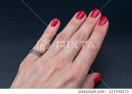 Statement ring for women on a black background, fine jewelry concept, promotional photo for an online vintage and handmade jewelry store Statement ring for women on a black background, fine jewelry concept, promotional photo for an online vintage and handmade jewelry store 123548215