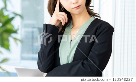 A woman thinking/businesswoman 123548227
