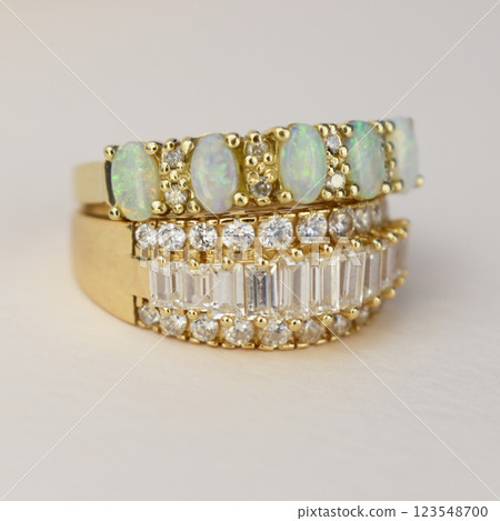 Statement ring for women on a white background, fine jewelry concept, promotional photo for an online vintage and handmade jewelry store Statement ring for women on a white background, fine jewelry concept, promotional photo for an online vintage and handmade jewelry store 123548700