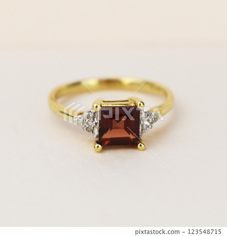 Statement ring for women on a white background, fine jewelry concept, promotional photo for an online vintage and handmade jewelry store Statement ring for women on a white background, fine jewelry concept, promotional photo for an online vintage and handmade jewelry store 123548715