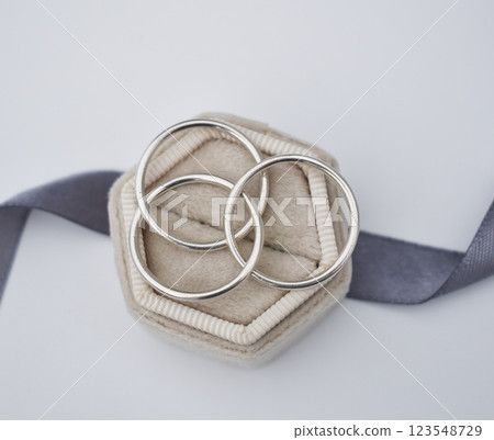 Statement ring for women on a white background, fine jewelry concept,  promotional photo for an online vintage and handmade jewelry store 123548729