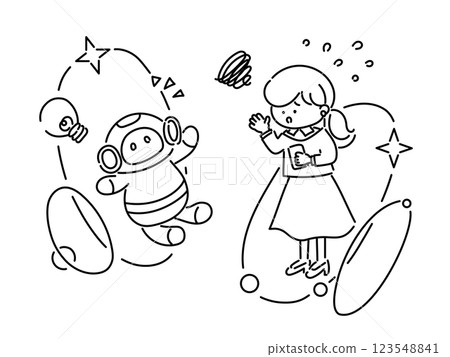 Image of a troubled woman talking to AI 123548841