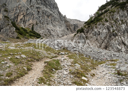 Karwendel mountains on Karwendel Hohenweg in Austria Karwendel mountains on Karwendel Hohenweg in Austria 123548873