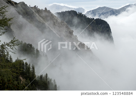 Karwendel mountains on Karwendel Hohenweg in Austria 123548884