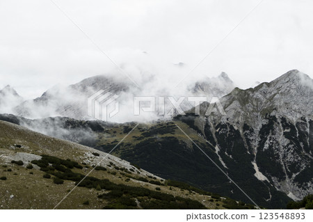 Karwendel mountains on Karwendel Hohenweg in Austria 123548893