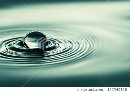 Crystal Clear Water Drop Creating Circular Wave in Serene Aquatic Environment 123549136