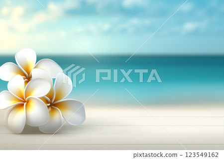 Beautiful White Flowers on a Soft Blue Sky Background for Design and Decoration Purposes 123549162