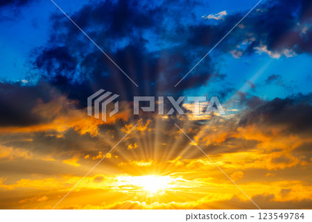Sunset clouds and sunset dramatic sky 123549784