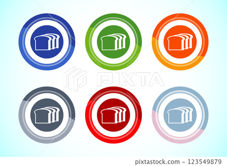 Bread icon design illustration, bakery icon sign symbol, 6 color button design set Bread icon design illustration, bakery icon sign symbol, 6 color button design set 123549879