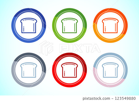 Bread icon design illustration, bakery icon sign symbol, 6 color button design set Bread icon design illustration, bakery icon sign symbol, 6 color button design set 123549880