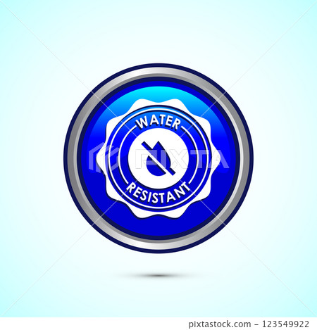 Water resistant icon design illustration, Waterproof sign, liquid proof protection. Button design 123549922