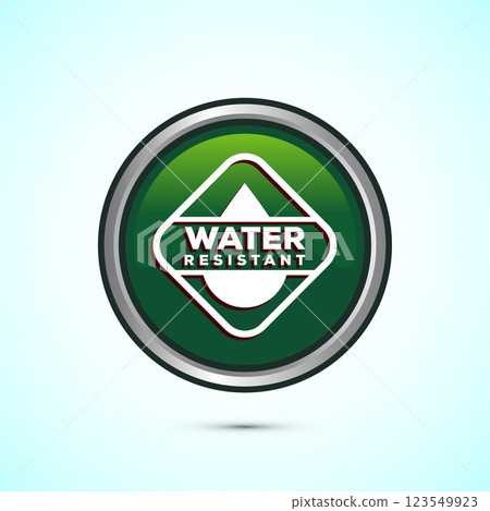 Water resistant icon design illustration, Waterproof sign, liquid proof protection. Button design 123549923