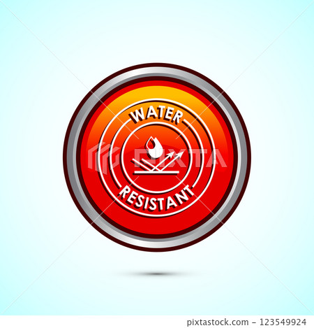 Water resistant icon design illustration, Waterproof sign, liquid proof protection. Button design 123549924