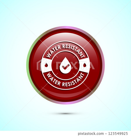 Water resistant icon design illustration, Waterproof sign, liquid proof protection. Button design 123549925