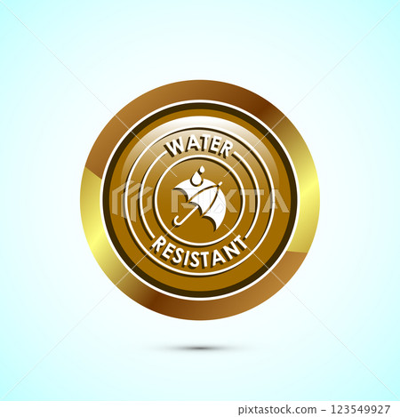 Water resistant icon design illustration, Waterproof sign, liquid proof protection. Button design 123549927