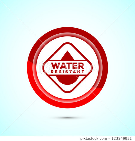 Water resistant icon design illustration, Waterproof sign, liquid proof protection. Button design 123549931