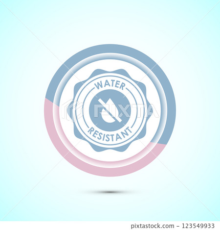 Water resistant icon design illustration, Waterproof sign, liquid proof protection. Button design 123549933