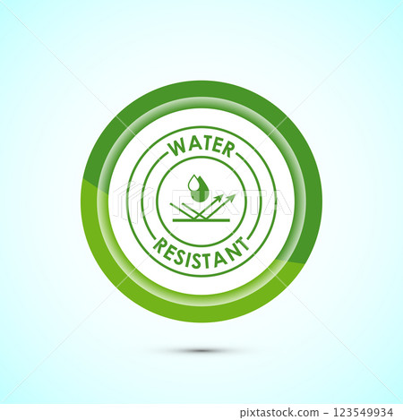 Water resistant icon design illustration, Waterproof sign, liquid proof protection. Button design Water resistant icon design illustration, Waterproof sign, liquid proof protection. Button design 123549934