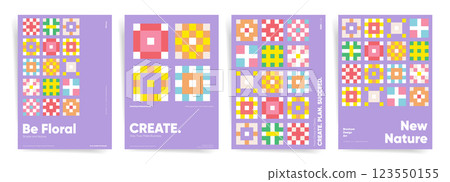 Floral Geometric Pattern Cover Design. Colorful Abstract Layout for Brochure, Flyer, Poster, Business, Marketing, Corporate Identity, Branding, Annual Report Floral Geometric Pattern Cover Design. Colorful Abstract Layout for Brochure, Flyer, Poster, Business, Marketing, Corporate Identity, Branding, Annual Report 123550155