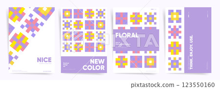 Floral Geometric Cover Design. Colorful Abstract Layout for Brochure, Flyer, Poster, Marketing, Business, Corporate Identity, Annual Report 123550160