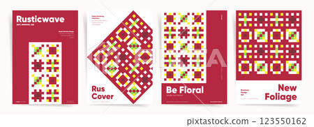Rustic Geometric Pattern Cover Design. Abstract Slavic style Layout for Brochure, Flyer, Poster, Marketing, Business, Corporate Identity, Annual Report 123550162