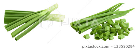 Green onion isolated on the white background with full depth of field 123550294