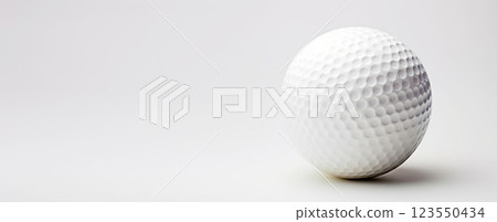 Close-up of golf ball isolated on white backdrop. Generative AI Close-up of golf ball isolated on white backdrop. Generative AI 123550434