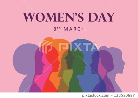 international womens day 8th march group of different women vector illustration 123550687