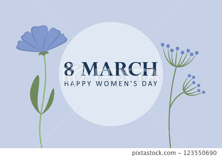 minimalistic womens greeting card with flower vector illustration 123550690
