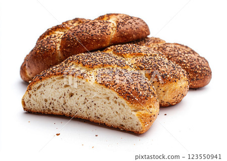 loave of homemade Challah bread on white background 123550941