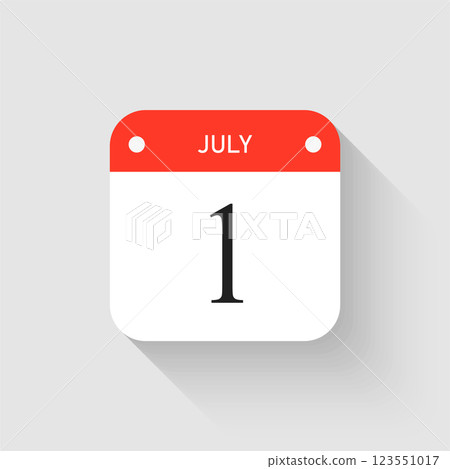 Vector icon page day calendar - 1 July month Vector icon page day calendar - 1 July month 123551017