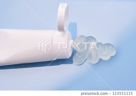 Gel toothpaste in a tube on a blue background. 123551115