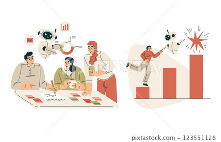 Artificial Intelligence Technology with People Character Interacting with Smart Bot Vector Set Artificial Intelligence Technology with People Character Interacting with Smart Bot Vector Set 123551128