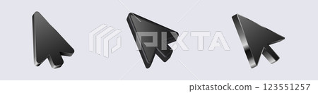 Three black 3d arrow cursors in different views Three black 3d arrow cursors in different views 123551257
