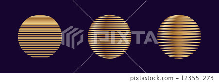 Golden ovals with striped patterns on dark background 123551273