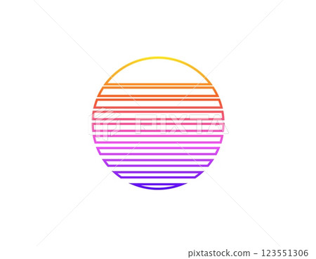 Retro eighties geometric circle with vibrant gradient 123551306