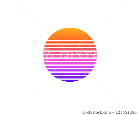 Retro sun with bright geometric design in eighties style Retro sun with bright geometric design in eighties style 123551386