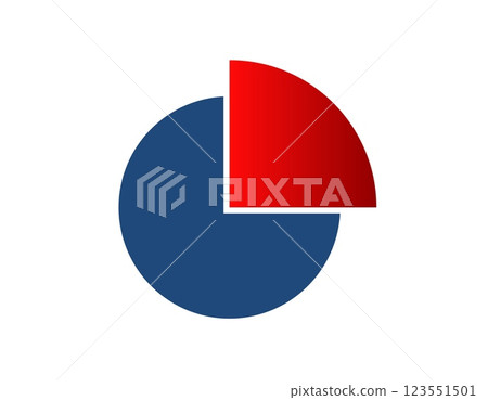 Two-color pie chart with red and blue segments Two-color pie chart with red and blue segments 123551501