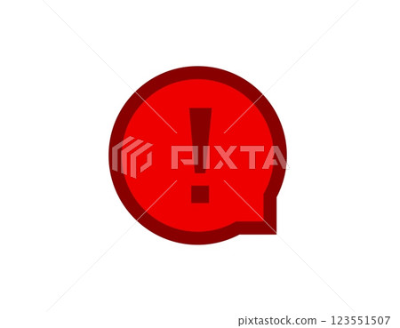 Red warning sign with exclamation mark inside circle for caution alerts 123551507