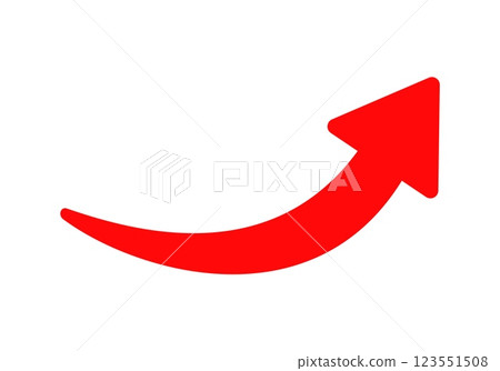 Red curved arrow pointing upward 123551508