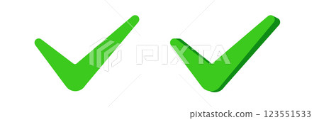 Two green check marks indicating approval or success 123551533