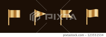 Golden flags set on dark background 123551534