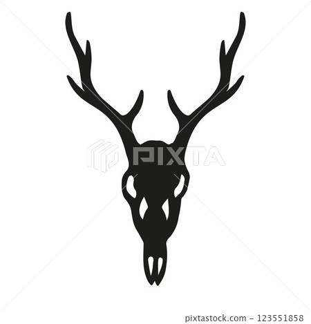 Vector hand drawn deer skull silhouette Vector hand drawn deer skull silhouette 123551858