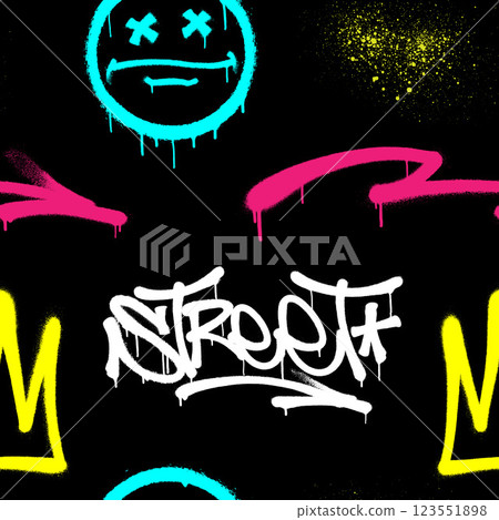 Graffiti spray paint seamless pattern. Vector illustration. Graffiti spray paint seamless pattern. Vector illustration. 123551898