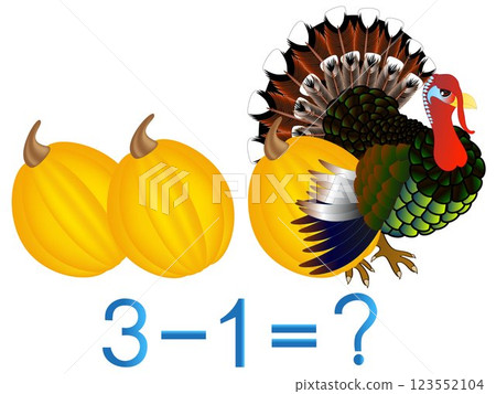 Educational games for children, subtract one, with pumpkins. Educational games for children, subtract one, with pumpkins. 123552104